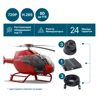 для воздушного транспорта служб МЧС на 3 камеры NSCAR ST301_SD (запись на SD)